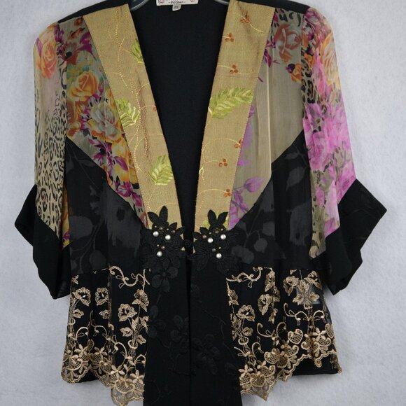 Vintage Spencer Alexis Petites Kimono Jacket Top Floral Silk Blend Size PS - Picture 1 of 5